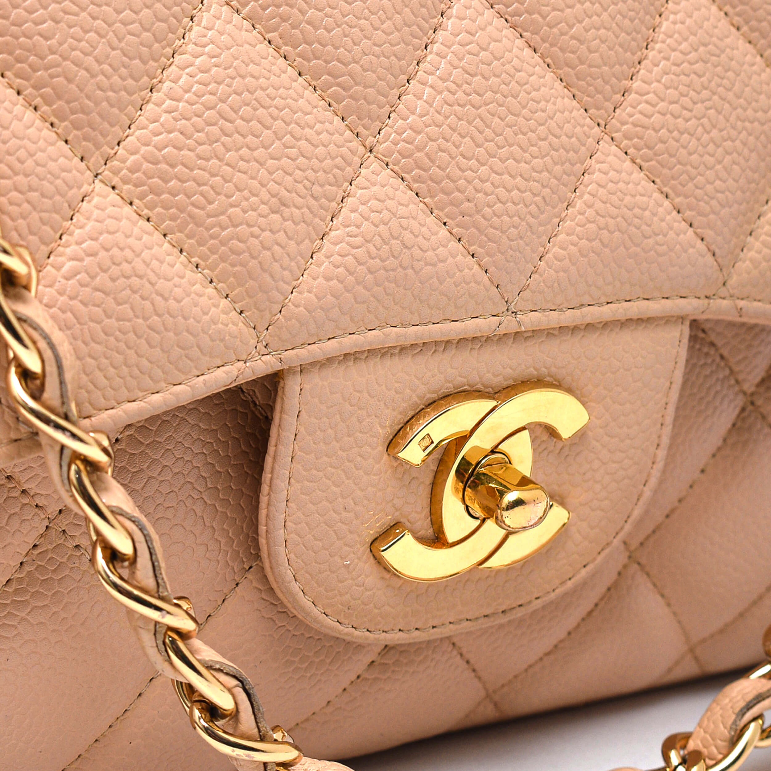 Chanel - Nude Quilted Caviar Leather Jumbo Single Flap Bag